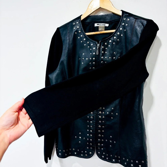 NYGARD Black  leather coat with studs - Picture 6 of 11